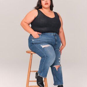 NWT Abercrombie & Fitch Curve Love Ankle Straight Ultra Rise Jeans, 37W,…